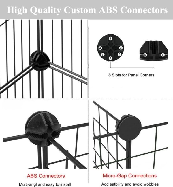 LANGXUN Pet Panels, Metal Wire Storage Cubes Organizer, DIY Small Animal Cage for Rabbit, Guinea Pigs, Puppy | Pet Products Portable Metal Wire Yard Fence (12 Metal Panels + 12 Plastic Panels) - Image 4