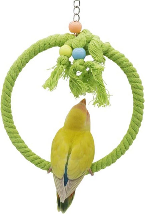 Allazone 3 PCS Bird Swing Cotton Rope Ring, 7.1 Inches Bird Swing Cotton Rope Ring Bird Parrot Perches Parrot Cage Hanging Perches Soft Bird Stand Toys - Image 6