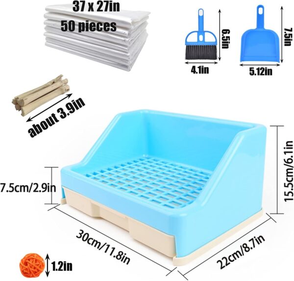 kathson Large Rabbit Litter Box with Drawer, Small Animal Litter Pet Toilet Potty Trainer Corner Bunny Litter Bedding Box Plastic Pet Pan for Hamster/Guinea Pig/Ferret/Galesaur/Chinchilla (Blue) - Image 7