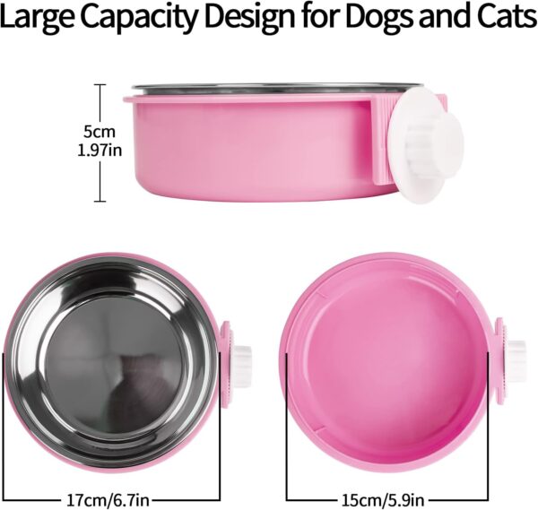 Joyoldelf Dog Bowls, 2-in-1 Pet Hanging Bowl for Crates & Cages, Removable Stainless Steel Dog Water Bowls with Plastic, Puppy Feeder Food Water Bowl for Small Dogs, Cat, Rabbit, Bird, Hamster - Image 6