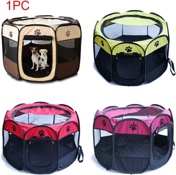 DELITLS Pet Playpen, Breathable Pet Cage Tent for Indoors and Outdoors, Foldable Waterproof Scratch Portable Exercise Pet Fence, Pen Tent House Playground for Dogs and Cats, Gray, Small(Blue Black) - Image 8