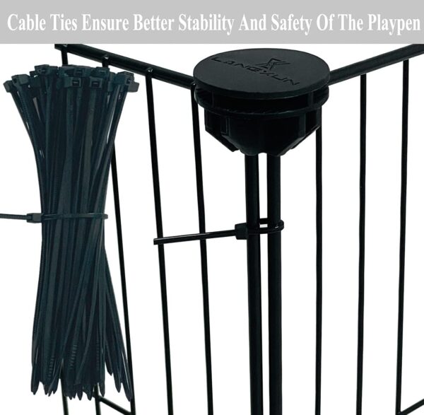 LANGXUN Pet Panels, Metal Wire Storage Cubes Organizer, DIY Small Animal Cage for Rabbit, Guinea Pigs, Puppy | Pet Products Portable Metal Wire Yard Fence (12 Metal Panels + 12 Plastic Panels) - Image 5