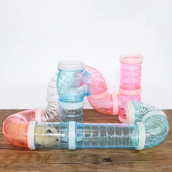 Hamster Tubes, Xiuyer 3 Set DIY Hamster External Connection Tunnel Transparent Adventure External Pipe Kit Creative Tunnel Track Rat Toy Accessories for Small Pet Sports Cage (Pink, Blue, white) - Image 6