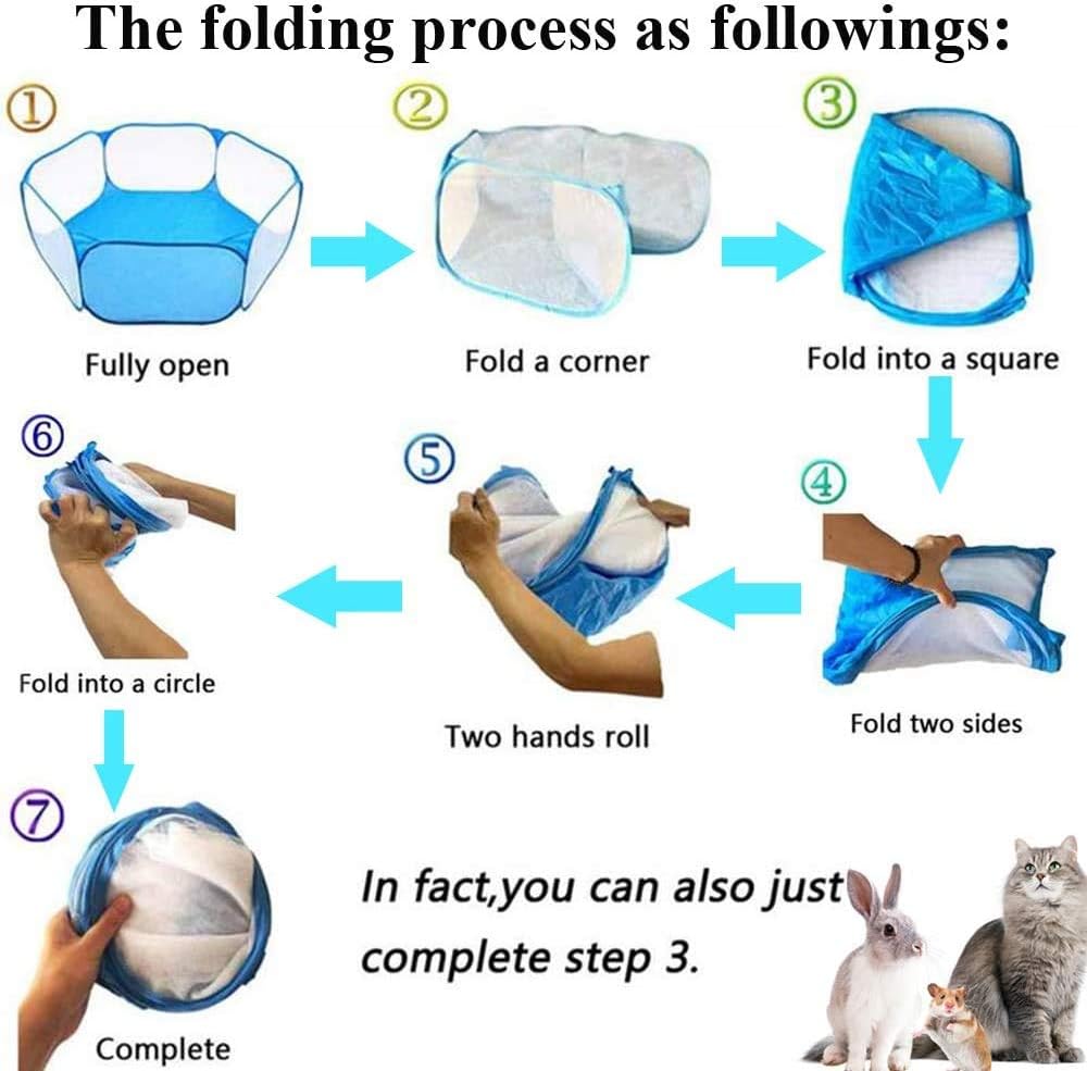 PINVNBY Small Animals Tent Portable Pet Cage Outdoor Sports Fence Hamster Rainbow Bridge Rat Chew Toy ball for Guinea Pig Rabbits Chinchillas Hedgehogs - Image 3