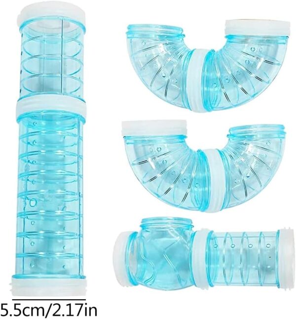 Hamster Tubes, Xiuyer 3 Set DIY Hamster External Connection Tunnel Transparent Adventure External Pipe Kit Creative Tunnel Track Rat Toy Accessories for Small Pet Sports Cage (Pink, Blue, white) - Image 2