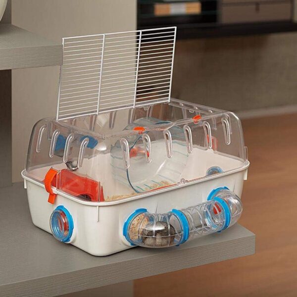Ferplast COMBI 1 Innovative Hamster Cage - Customizable Habitat, Tunnel System - Interactive Transparent Design, Exercise Wheel & Accessories - Tubes Connect&Play, 40.5x29.5xh22.5 cm - Image 3