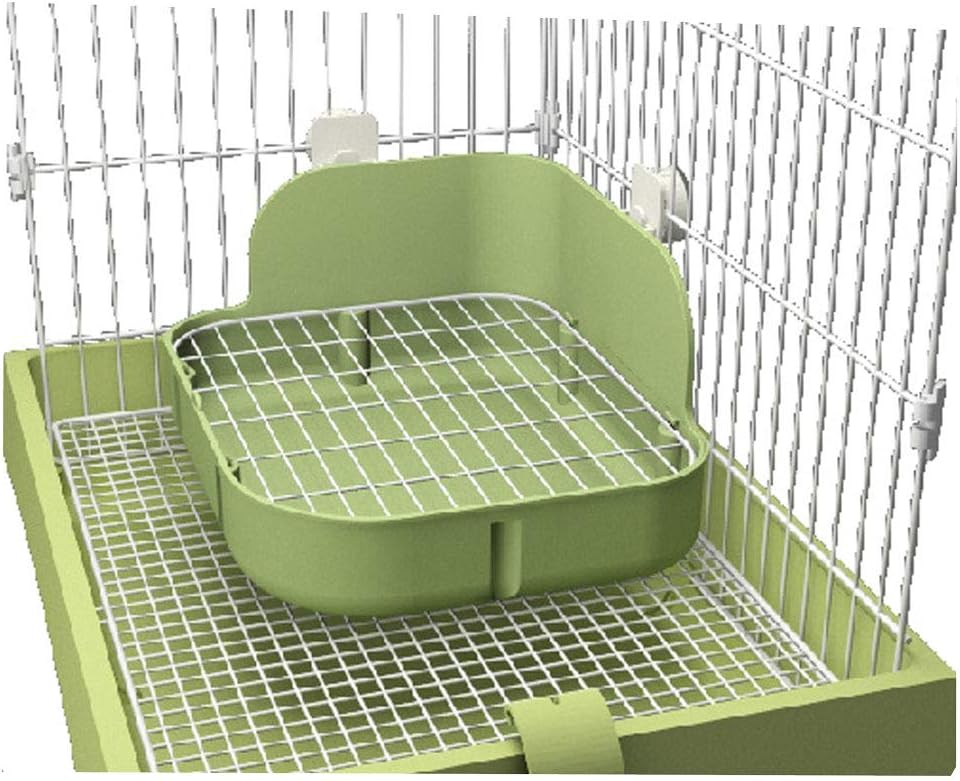 SunshineBio Rabbit Litter Box Toilet for Small Animal Bunny Rabbits Guinea Pig Galesaur Ferrets Corner Litter Pan Potty Trainer with Stainless Steel Panel Small Pets Cage Toilet Bedding Box (Green) - Image 6