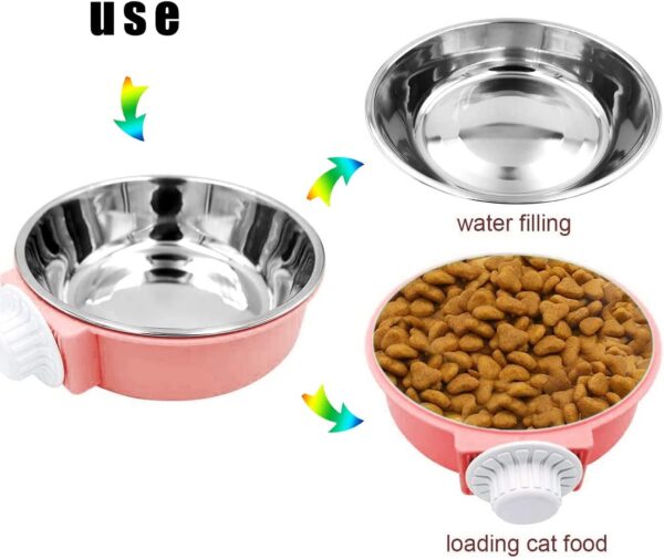 2 Pcs Crate Water Bowl, 2-in-1 Dog Cage Hanging Bowls Removable Cage Water Bowls for Small Animals - Image 4