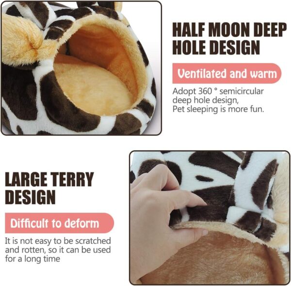 HOMEYA Small Animal Pet Bed, Sleeping House Habitat Nest for Guinea Pig Hamster Hedgehog Rat Chinchilla Hideout Bedding Snuggle Sack Cuddle Cup Cage Accessories with Removable Washable Mat (Brown) - Image 3