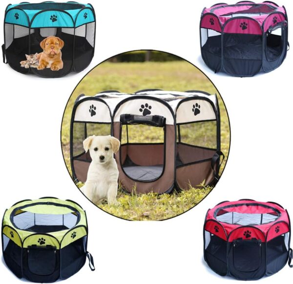 DELITLS Pet Playpen, Breathable Pet Cage Tent for Indoors and Outdoors, Foldable Waterproof Scratch Portable Exercise Pet Fence, Pen Tent House Playground for Dogs and Cats, Gray, Small(Blue Black) - Image 3