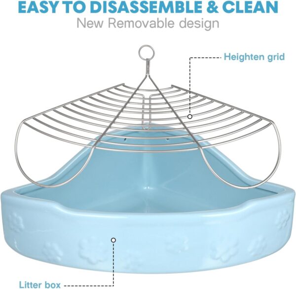 Small Animal Litter Cage Ceramic Triangle Potty Trainer Corner Litter Ferret Litter Box Bedding Box Pet Pan for Rabbit Bunny Chinchilla Ferret Guinea Pig Hamster - Image 3