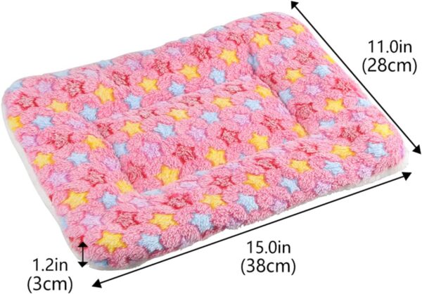 BundleMall 3 pcs Small Animal Plush Bed,Warm Fluffy Puppy Blanket,Fleece Sleep Pad Guinea Pig Hamster Rabbit Bed Mat for Kitten,Bunny,Chinchilla,Squirrel (Small:15X11in, Blue+Brown+Pink) - Image 2
