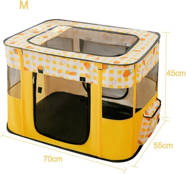 Foldable Pet Playpen Portable Kennel Cage for Puppy Dog Kitten Cat, Indoor/Outdoor Pop up Pet Tent Fence (M,Yellow) - Image 2