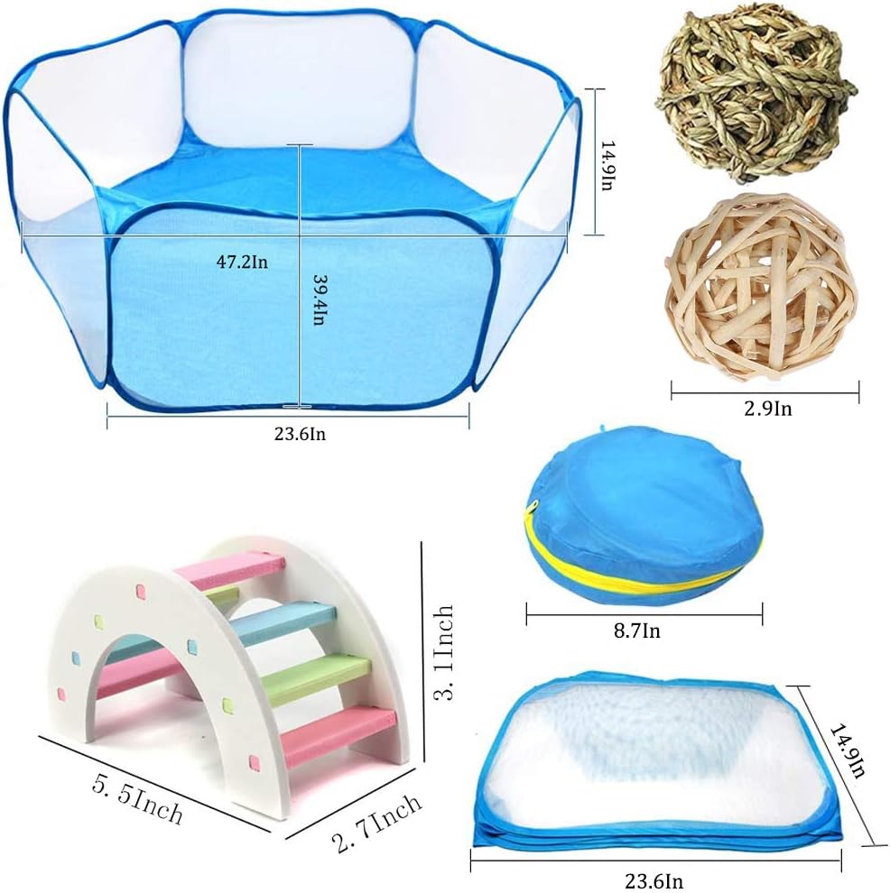 PINVNBY Small Animals Tent Portable Pet Cage Outdoor Sports Fence Hamster Rainbow Bridge Rat Chew Toy ball for Guinea Pig Rabbits Chinchillas Hedgehogs - Image 2