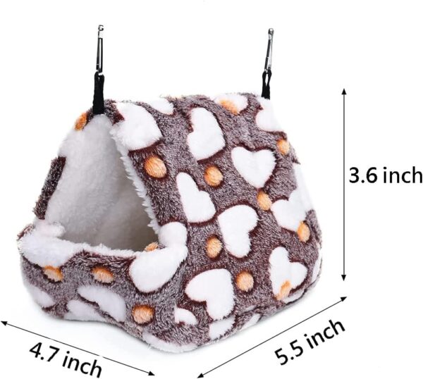 NganSuRong Hammock Nest Hamster Ferret Rat Mice Squirrel Pet Bird Bed Toy Warm Mini House Cave Hanging Cage Coffee (S(14 * 12CM)) - Image 5