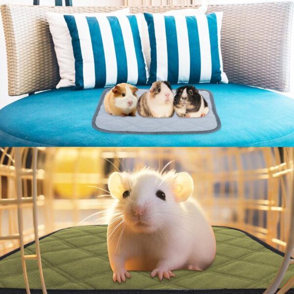 Niuoppy 4pc Guinea Pig Cage Liners, Pet Guinea Pig Pee Pads Washable, Absorbent Guinea Pig Bedding Mat Pad for Small Animals, 30cmx30cm (Dark Grey) - Image 4