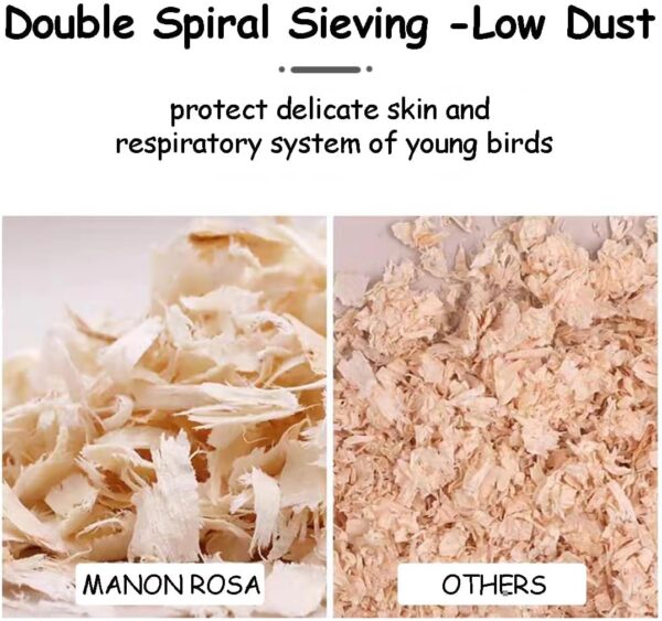 MANON ROSA Small Animal Bedding - Natural Poplar Softwood Shavings Pet Litters - Low Dust Odor Control for Birds Parrots Parakeets Guinea Pigs Rabbits Hamsters (1.1lbs) - Image 2