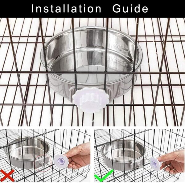 2 Pcs Crate Water Bowl, 2-in-1 Dog Cage Hanging Bowls Removable Cage Water Bowls for Small Animals - Image 5
