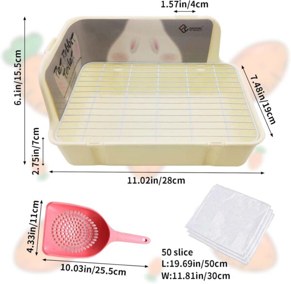Tfwadmx Rabbit Litter Box Bunny Corner Litter Pan Pet Bedding Litter Box with Grate Small Animal Toilet Potty Trainer for Rabbit Bunny Chinchilla Guinea Pig Ferret (White) - Image 6