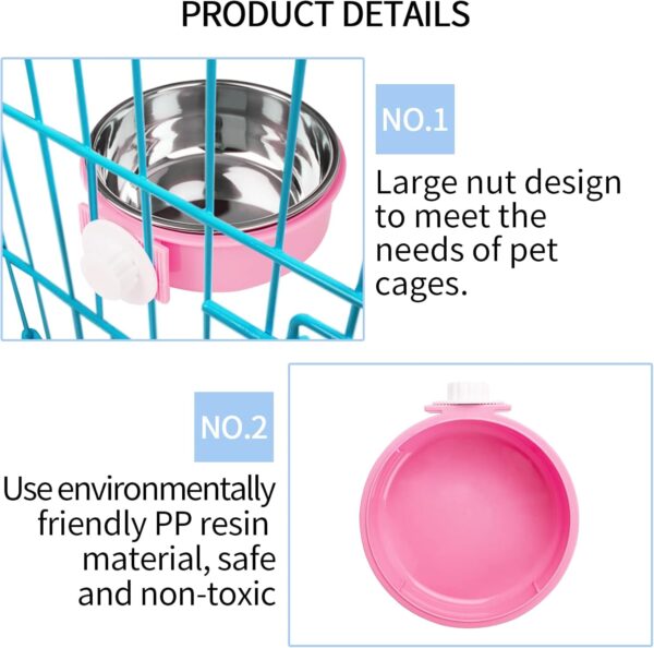 Joyoldelf Dog Bowls, 2-in-1 Pet Hanging Bowl for Crates & Cages, Removable Stainless Steel Dog Water Bowls with Plastic, Puppy Feeder Food Water Bowl for Small Dogs, Cat, Rabbit, Bird, Hamster - Image 3