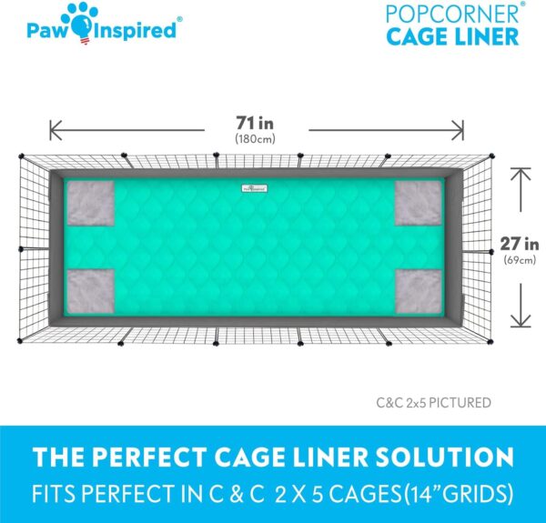 Paw Inspired PopCorner Guinea Pig Cage Liners | Washable Fleece Bedding or Pet Bed Mat for Small Animals | Super Absorbent Pee Pad with Reinforced Corners and Waterproof Bottom (C&C 2x5, Green) - Image 4