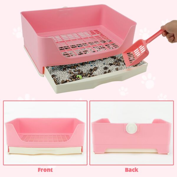 BWOGUE Large Rabbit Litter Box Toilet,Potty Trainer Corner Bedding with Drawer Larger Pet Pan for Adult Guinea Pigs, Rabbits, Hamster, Chinchilla, Ferret, Galesaur, Small Animals(Pink) - Image 3