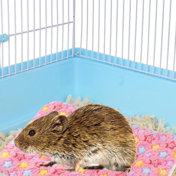 BundleMall 3 pcs Small Animal Plush Bed,Warm Fluffy Puppy Blanket,Fleece Sleep Pad Guinea Pig Hamster Rabbit Bed Mat for Kitten,Bunny,Chinchilla,Squirrel (Small:15X11in, Blue+Brown+Pink) - Image 3