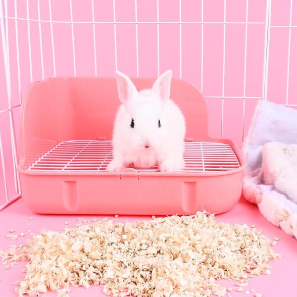 WYOK Rabbit Litter Box Toilet, Plastic Square Cage Box Potty Trainer Corner Litter Bedding Box Pet Pan for Small Animals, Rabbits, Guinea Pigs, Chinchilla, Ferret, Galesaur, 11.4 Inches (Pink) - Image 7