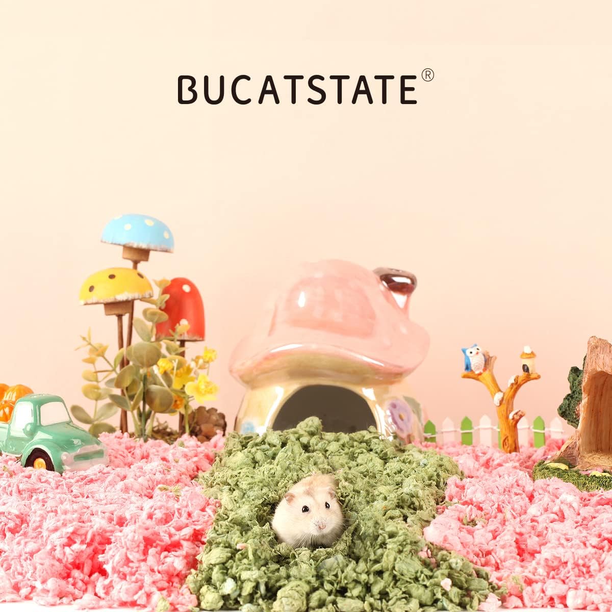 BUCATSTATE Hamster Paper Bedding, 2LBS/900g Dust-Free and Odor Control Paper Litter for Syrian Dwarf Hamsters Gerbils Mice Lemming Degus Reptile Birds (Pink) - Image 5