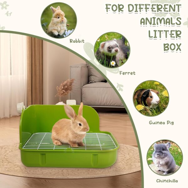 Humorous.P Small Animal Litter Pet Toilet Potty Trainer Corner Litter Bedding Box Pet Pan for Small Animal/Rabbit/Guinea Pig/Galesaur/Ferrets Rectangular Plastic Material - Image 2