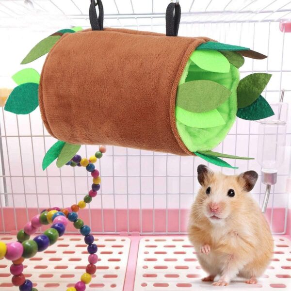 5PCS Hamster Hammock Rat Hanging Bed House Guinea Pig Nest Cage Toy Accessories Forest Pattern Cage Toys Accessories Leaf Hanging Tunnel and Swing for Small Animal Glider Squirrel Playing Sleeping - Image 4
