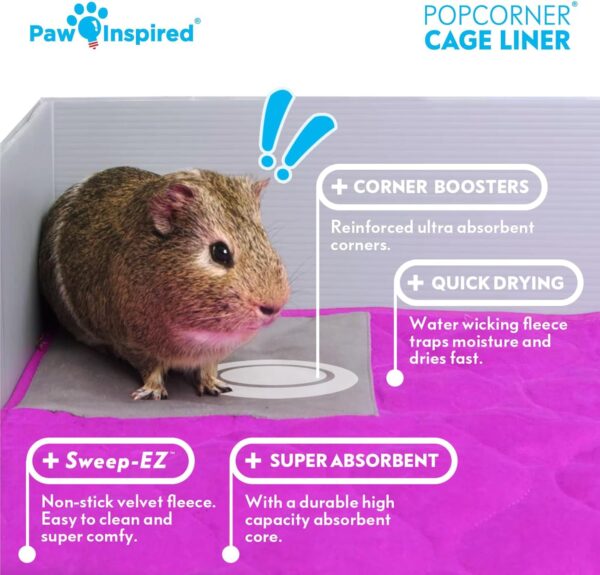 Paw Inspired PopCorner Guinea Pig Cage Liners | Washable Fleece Bedding or Pet Bed Mat for Small Animals | Super Absorbent Pee Pad with Reinforced Corners and Waterproof Bottom (C&C 2x5, Green) - Image 6