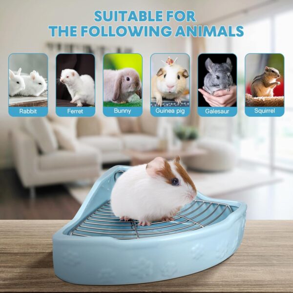 Small Animal Litter Cage Ceramic Triangle Potty Trainer Corner Litter Ferret Litter Box Bedding Box Pet Pan for Rabbit Bunny Chinchilla Ferret Guinea Pig Hamster - Image 6