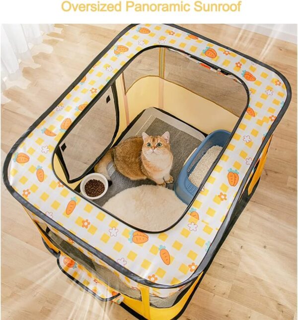 Foldable Pet Playpen Portable Kennel Cage for Puppy Dog Kitten Cat, Indoor/Outdoor Pop up Pet Tent Fence (M,Yellow) - Image 6