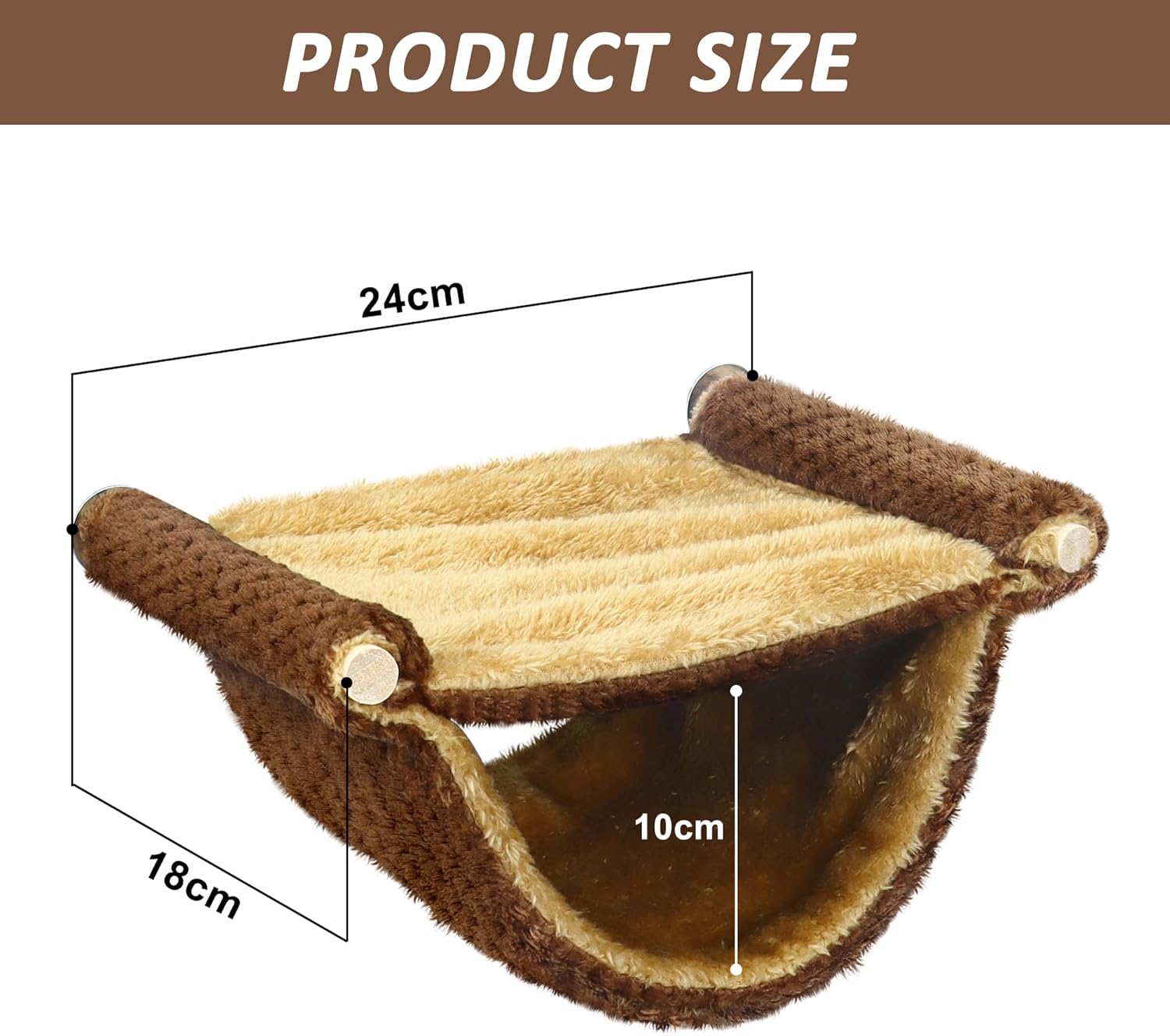 Hamster Hammock House, Guinea Pig Bed Hideout,Mouse Rat Hanging Swing Winter Warm Bed Small Pet Animal Double Layer Cage Tent Hut Nest for Mouse Rat Hamster Playing Sleeping (Brown) - Image 2