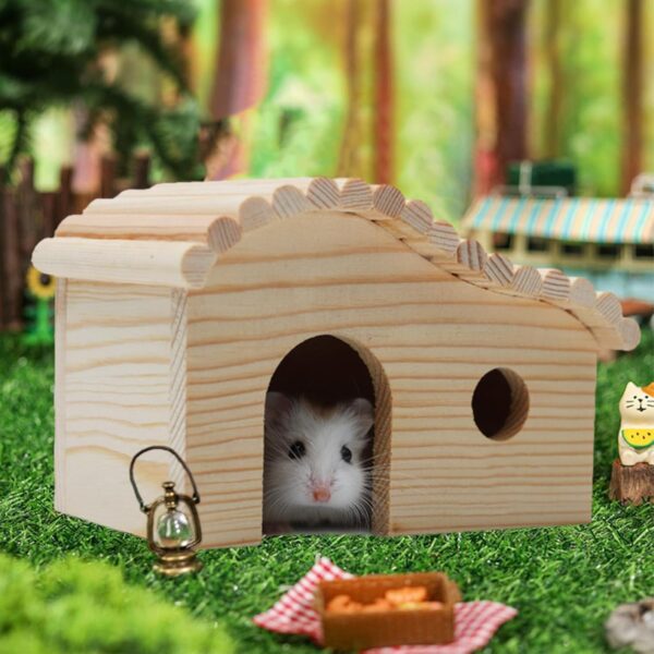 DiiWmme Guinea Pig Hideout Wooden Hamster House,Wooden Guinea Pig House Small Pet House Habitats,Rabbit Cage Accessory with Windows Wooden House for Rabbits - Image 4