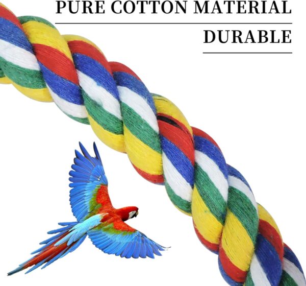 Andiker Bird Swing, Cage Hanging Toys Cotton Rope Swing Bite Resistance Perches Toy Parrot Toy Boredom Breaker for Budgie, Cockatiels, Conures, Finches, Small Parakeets (L 25cm) - Image 5