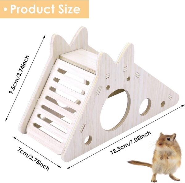 TIESOME Hamster House with Ladder and Slide, Wooden Hamster Play Toys Hideout Hut Gerbil Rat Hideaway Small Animal Activity Toy DIY Hamster Cage Accessories for Small Pets - Image 4