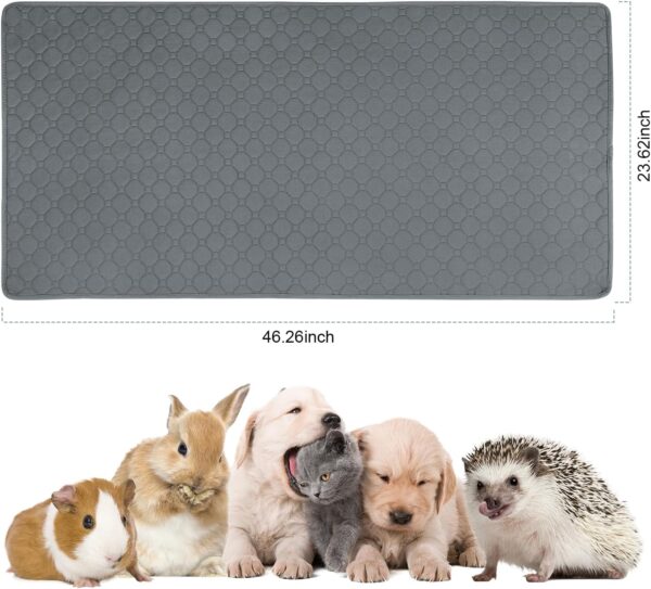 3 Pack Guinea Pig Cage Liners, Waterproof 47x 24 Inch Guinea Pig Pee Pads, Washable Reusable Super Absorbent Guinea Pig Bedding, Small Animal Pet Anti Slip Accessories for Cage with Brush Dustpan - Image 4