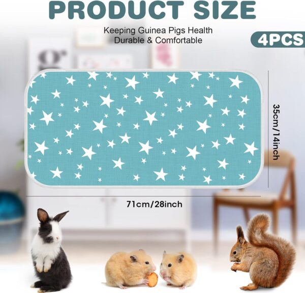 4 Pack Guinea Pig Cage Liners Absorbent Reusable Washable Guinea Pig Pee Pads Waterproof Hamster Bunny Small Animal Guinea Pig Bedding Puppy Kitten Whelping Box Mats for Cat 28 x 14 Inch, 2 Style - Image 2