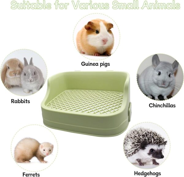 Tfwadmx Rabbit Litter Box Bunny Potty Training Litter Box Guinea Pig Corner Litter Bedding Box Small Animal Litter Pan Toilet for Ferret,Chinchilla,Galesaur(Green) - Image 6