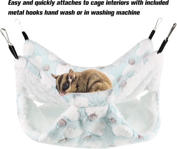 Aoliandatong Small Pet Cage Hammock Bunkbed Sugar Glider Hammock, Guinea Pig Cage Accessories Bedding, Warm Hammock for Parrot ferret Squirrel Hamster Rat Playing Sleeping(S Green) - Image 5