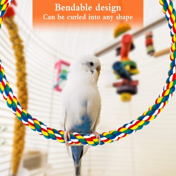 Ledoo Spiral Cotton Rope Bird Perch, Parrot Budgie Rope Spiral Perch, Parrot Budgie Rope, Spiral Perch Colorful Cotton Swing with Bell (100cm) - Image 3
