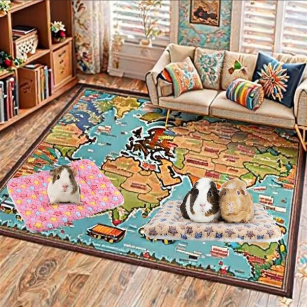 BundleMall 3 pcs Small Animal Plush Bed,Warm Fluffy Puppy Blanket,Fleece Sleep Pad Guinea Pig Hamster Rabbit Bed Mat for Kitten,Bunny,Chinchilla,Squirrel (Small:15X11in, Blue+Brown+Pink) - Image 4