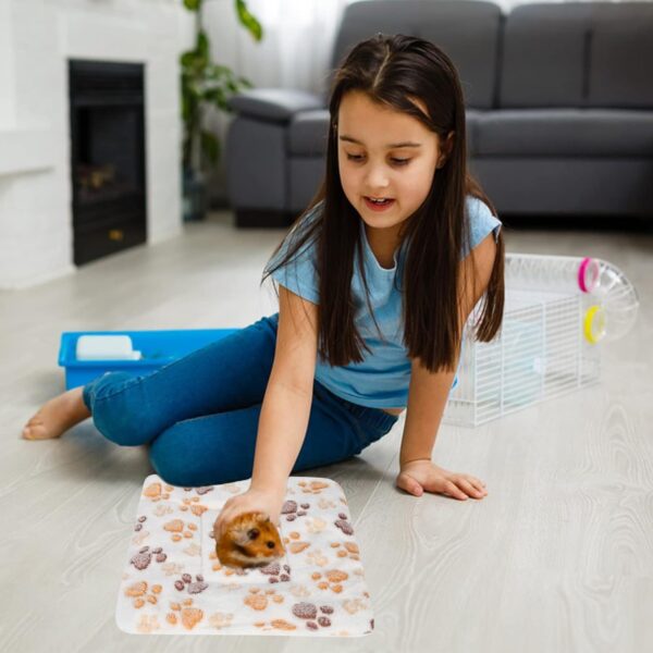 2 pcs Small Animal Plush Bed, Warm Fluffy Puppy Blanket, Fleece Sleep Pad Guinea Pig Hamster Rabbit Bed Mat Small Animal Winter Sleep Bedding Mat for Kitten,Bunny, Chinchilla, Squirrel, Hedgehog - Image 7