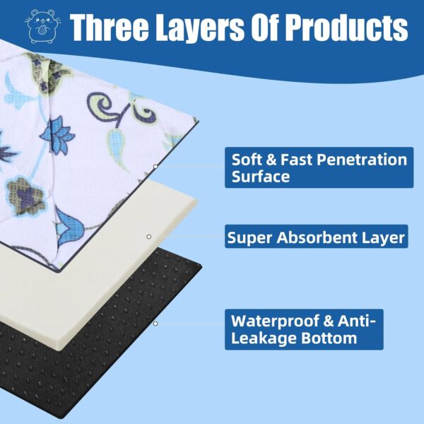 Guinea Pig Cage Liner, Reusable Pet Bed Mat with Removable Guinea Pig House & Tunnel for Cage, Guinea Pig Bedding Guinea Pig Mat with Waterproof Bottom for Small Animals 48" x 24"(Mandala Pattern) - Image 7