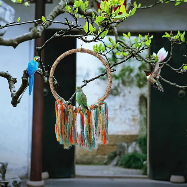 Bird Swing,Random colour Bird Toys Bird Rope Ring Swing Perch,Bird Toy for Parrots Wooden Swing Toys for Parrots,Hanging Toy Pet Swing for Parakeets、Conure And Other Small to Medium-sized Birds - Image 3