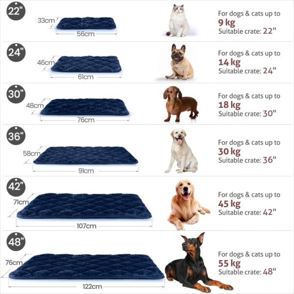 Dog Crate Bed Mat Washable Dog Crate Mattress Small Puppy Bed Pet Cushion 22inch Cat Bed for Indoor Cats Soft Puppy Cage Bed Flat Cat Bedding Dark Blue Dog Bed Mattress Medium Anti Slip 56x33cm S - Image 6