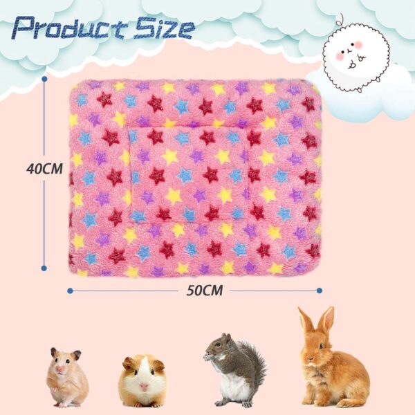 XMPEKO 3PCS Small Animal Plush Bed - 50 * 40 * 3cm, Fluffy Soft Warm Fleece Guinea Pig Bedding Mat Blanket for Cage Accessories for Rabbit Bunny Chinchilla Squirrel Hedgehog Hamster - Image 2