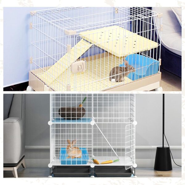 MUYG 12Pcs Rabbit Litter Box for Cage, Bunny Potty Trainer Corner Guinea Pig Plastic Square Grate Toilet, Pet Bedding Litter Box for Small Animal Ferret Hamster Hedgehog (Blue) - Image 5